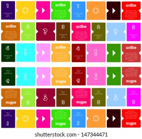colorful vector message board design, stickers with place for your text isolated on white background