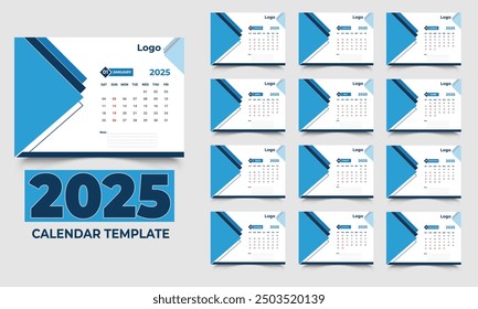  Colorful Vector and Modern desk calendar design 2025 template .