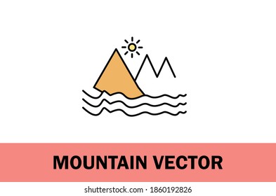 Colorful vector of mountain icon. Isolated on white background. For designer. With farming and environment theme.