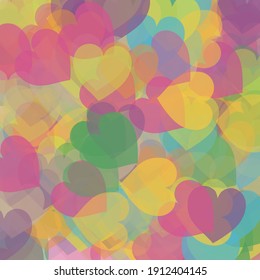 Fondo de Boda Romántica Vector Multicolor. Blue Love Pink Hearts Saint Valentine Modern Design. Tejidos orgánicos del arcoiris verde de Confetti. Impresión transparente violeta púrpura.