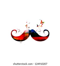 Colorful vector mustaches background with butterflies