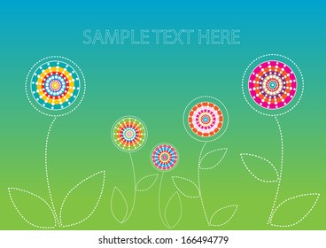 colorful vector needlework flowers