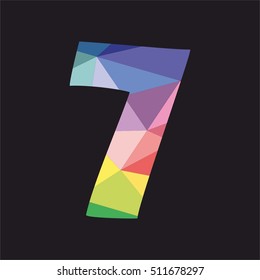 Colorful vector number 7 isolated on black background