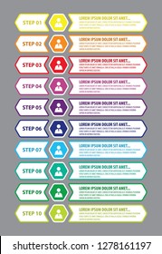 Infografía de vector colorido numerado. Se puede utilizar para diseño de flujo de trabajo, opciones de paso del negocio, banner, diseño web.
