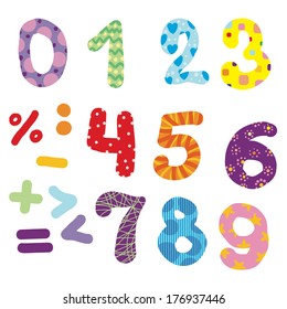 Colorful Vector Numbers Set