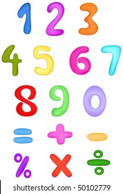 Colorful vector numbers set