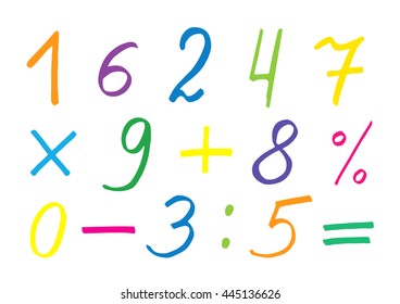 Colorful vector numerals and symbols for design