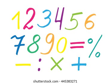 Colorful vector numerals and symbols for design