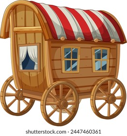 Colorful vector of an old-fashioned wooden caravan