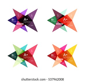 Opciones de vector coloridas plantillas de flecha de banner, fondos infográficos establecidos para diseño de flujo de trabajo, diagrama, opciones de número o diseño web