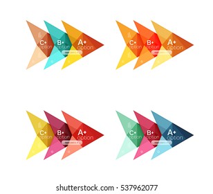 Colorful vector option banner arrow templates, infographic backgrounds set for workflow layout, diagram, number options or web design