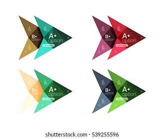 Modelos de seta de banner de opção de vetor colorido, planos de fundo infográficos definidos para layout de fluxo de trabalho, diagrama, opções de número ou design da Web