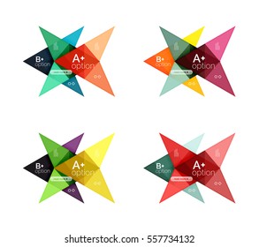 Colorful vector option banner arrow templates, infographic backgrounds set for workflow layout, diagram, number options or web design
