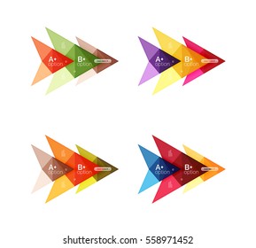 Colorful vector option banner arrow templates, infographic backgrounds set for workflow layout, diagram, number options or web design
