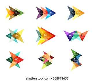 Colorful vector option banner arrow templates, infographic backgrounds set for workflow layout, diagram, number options or web design