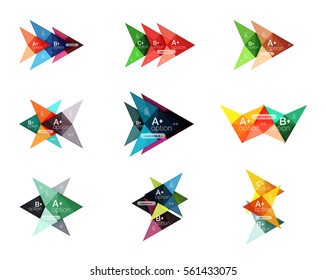 Colorful vector option banner arrow templates, infographic backgrounds set for workflow layout, diagram, number options or web design