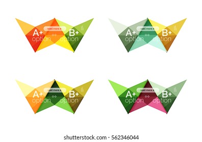 Opciones de vector coloridas plantillas de flecha de banner, fondos infográficos establecidos para diseño de flujo de trabajo, diagrama, opciones de número o diseño web