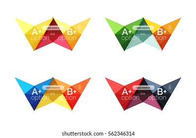 Colorful vector option banner arrow templates, infographic backgrounds set for workflow layout, diagram, number options or web design