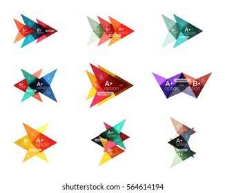 Opciones de vector coloridas plantillas de flecha de banner, fondos infográficos establecidos para diseño de flujo de trabajo, diagrama, opciones de número o diseño web