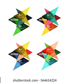 Modelos de seta de banner de opção de vetor colorido, planos de fundo infográficos definidos para layout de fluxo de trabalho, diagrama, opções de número ou design da Web