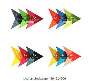 Opciones de vector coloridas plantillas de flecha de banner, fondos infográficos establecidos para diseño de flujo de trabajo, diagrama, opciones de número o diseño web