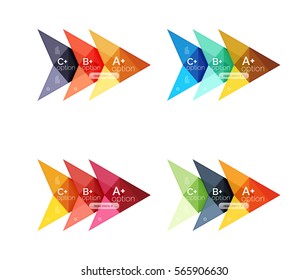 Opciones de vector coloridas plantillas de flecha de banner, fondos infográficos establecidos para diseño de flujo de trabajo, diagrama, opciones de número o diseño web