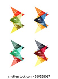 Opciones de vector coloridas plantillas de flecha de banner, fondos infográficos establecidos para diseño de flujo de trabajo, diagrama, opciones de número o diseño web