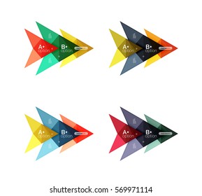 Opciones de vector coloridas plantillas de flecha de banner, fondos infográficos establecidos para diseño de flujo de trabajo, diagrama, opciones de número o diseño web
