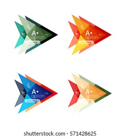 Opciones de vector coloridas plantillas de flecha de banner, fondos infográficos establecidos para diseño de flujo de trabajo, diagrama, opciones de número o diseño web