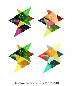 Colorful vector option banner arrow templates, infographic backgrounds set for workflow layout, diagram, number options or web design
