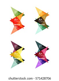 Modelos de seta de banner de opção de vetor colorido, planos de fundo infográficos definidos para layout de fluxo de trabalho, diagrama, opções de número ou design da Web