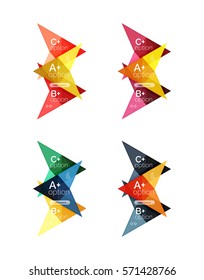 Opciones de vector coloridas plantillas de flecha de banner, fondos infográficos establecidos para diseño de flujo de trabajo, diagrama, opciones de número o diseño web