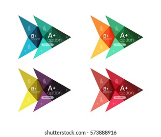 Opciones de vector coloridas plantillas de flecha de banner, fondos infográficos establecidos para diseño de flujo de trabajo, diagrama, opciones de número o diseño web