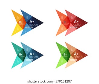 Colorful vector option banner arrow templates, infographic backgrounds set for workflow layout, diagram, number options or web design