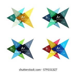 Opciones de vector coloridas plantillas de flecha de banner, fondos infográficos establecidos para diseño de flujo de trabajo, diagrama, opciones de número o diseño web