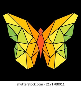 Colorful vector origami butterfly on black background eps format