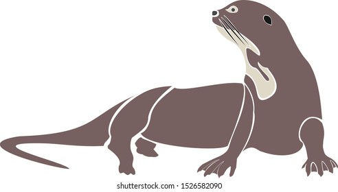 Colorful vector of a Otter resting