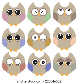 Colorful vector owls 