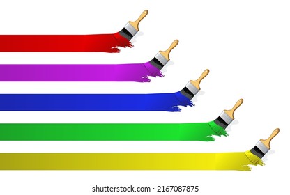 Colorful vector paint brush strokes art background.