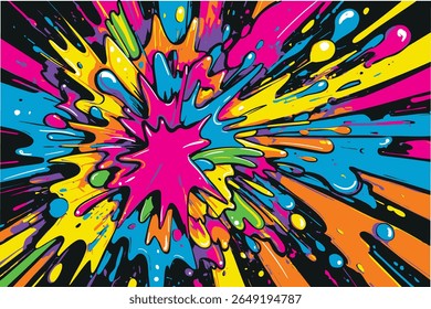 Plano de fundo abstrato de explosão de pintura vetorial colorida
