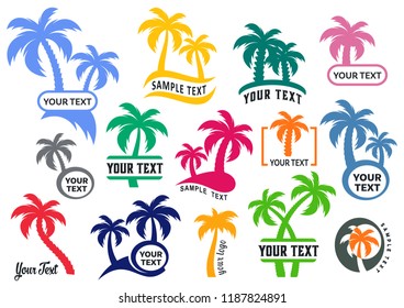 Colorful vector palm tree silhouette logo templates collection