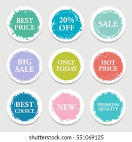 Colorful Vector Paper Circle, Sticker, Label, Banner With Brush Strokes.