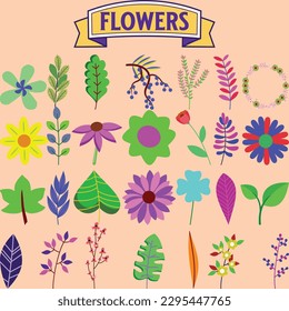 Colorful vector paper flowers set illustration. 3d origami abstract flower icons isolated on white background.Paper art style for banner, poster, promotion, web site, online shopping, advertising.