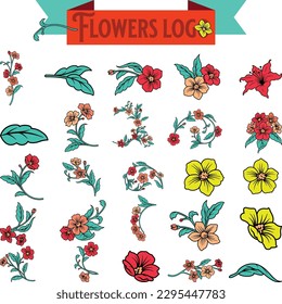 Colorful vector paper flowers set illustration. 3d origami abstract flower icons isolated on white background.Paper art style for banner, poster, promotion, web site, online shopping, advertising.