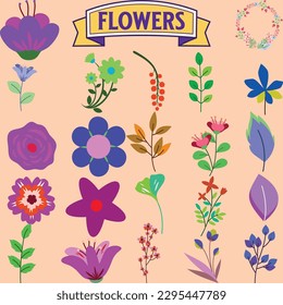 Colorful vector paper flowers set illustration. 3d origami abstract flower icons isolated on white background.Paper art style for banner, poster, promotion, web site, online shopping, advertising.