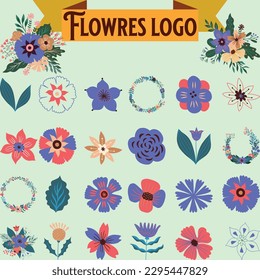 Colorful vector paper flowers set illustration. 3d origami abstract flower icons isolated on white background.Paper art style for banner, poster, promotion, web site, online shopping, advertising.