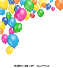Colorful vector party and birthday floating balloons for anniversary and holiday concept. Vector EPS 10 illustration isolated on white background.