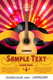 Colorful Vector Party poster with Acoustic Guitar