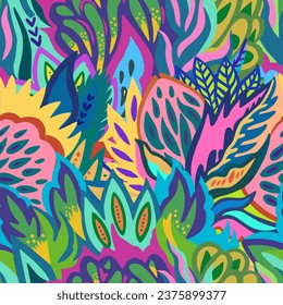 Colorful vector pattern with abstract organic shapes. Vivid modern contemporary background for textile and design