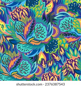 Colorful vector pattern with abstract organic shapes. Vivid modern contemporary background for textile and design
